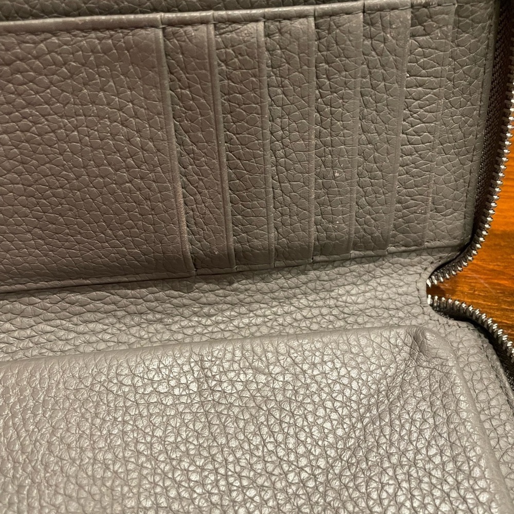 ALLSAINTS gray pebbled leather Long Wallet zippy with wristlet WLT2 - Picture 5 of 10